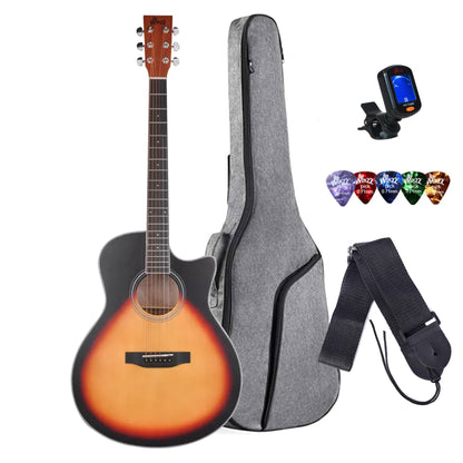 Winzz AF17CE-GA Dreadnaught Acoustic Electric Guitar - Sunburst