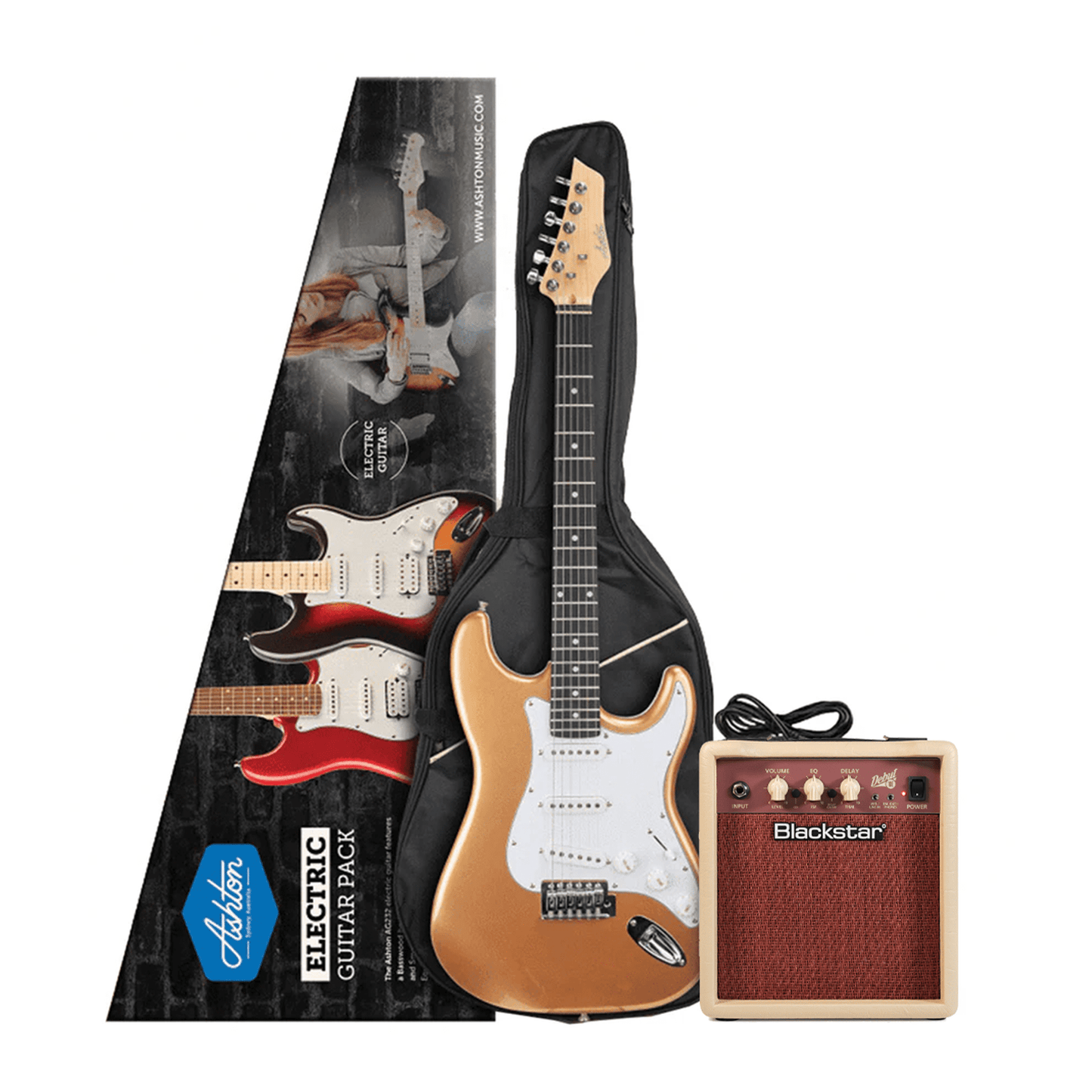 Ashton AG232GD Blackstar Debut 10E Electric Guitar Pack - Gold - ELECTRIC GUITAR - [shop-name]