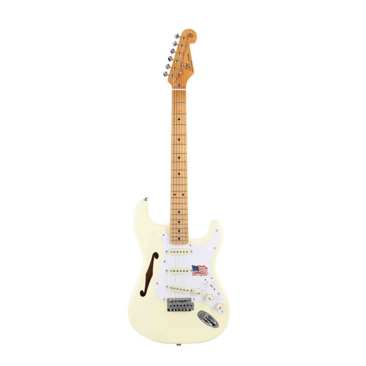 SX Semi-Hollow Thinline Stratocaster - Vintage White