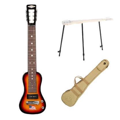 SX Ash Series 6 String Lap Steel W/Deluxe Gig Bag & Adjustable Steel Legs - 3 Tone Sunburst