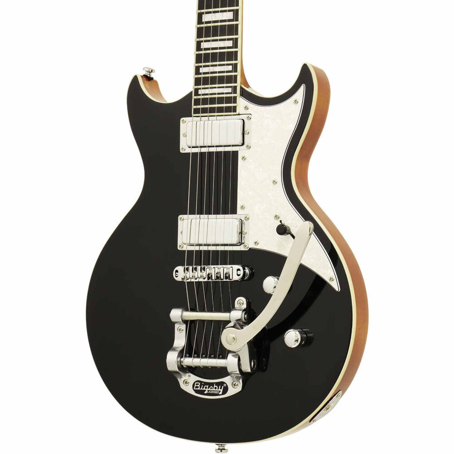 Aria 212-MK2 Bowery Semi-Hollow Electric Guitar - Black