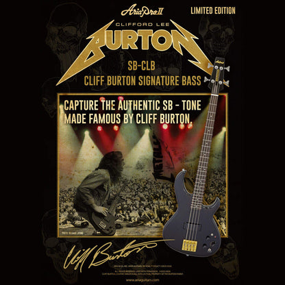 Aria Pro II SB-CLB Cliff Burton Signature Electric Bass Guitar - Black 7