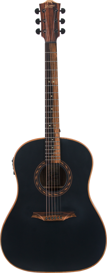 Bromo BAT9MEBK Tohoma Series Round Shoulder Dreadnought Acoustic Guitar - Black