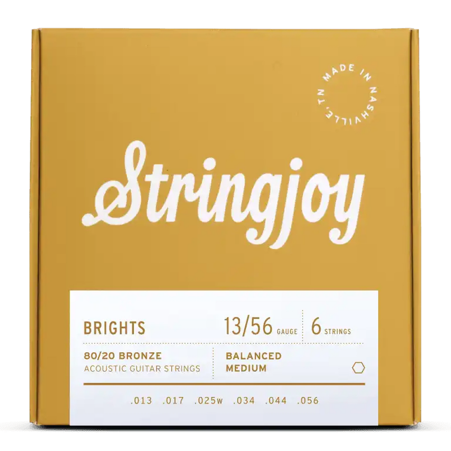 Stringjoy Brights Medium Guage (13-56) 80/20 Bronze Acoustic Guitar Strings - STRINGS - [shop-name]