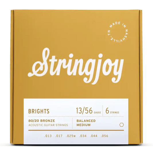 Stringjoy Brights Medium Guage (13-56) 80/20 Bronze Acoustic Guitar Strings - STRINGS - [shop-name]