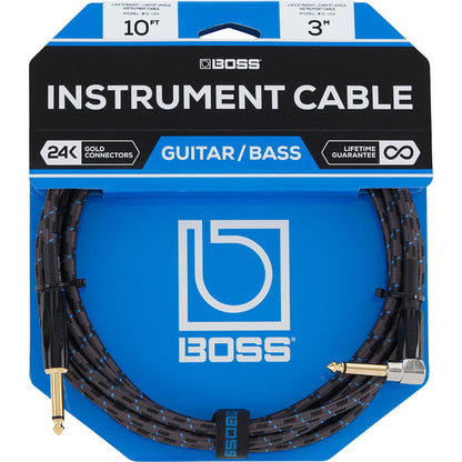 BOSS BIC-10A Instrument Cable Angle/Straight - 10ft