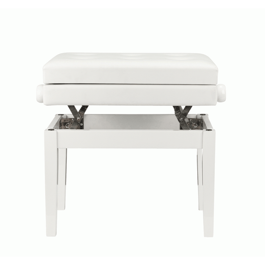 Beale BPB220 Piano Bench Plush Cushion w/Storage - White - PIANO & KEYBOARD - [shop-name]