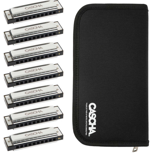 Cascha 7-Pce Blues Harmonica Set (A, Bb, C, D, E, F, G)-HARMONICA-Joondalup Music Centre
