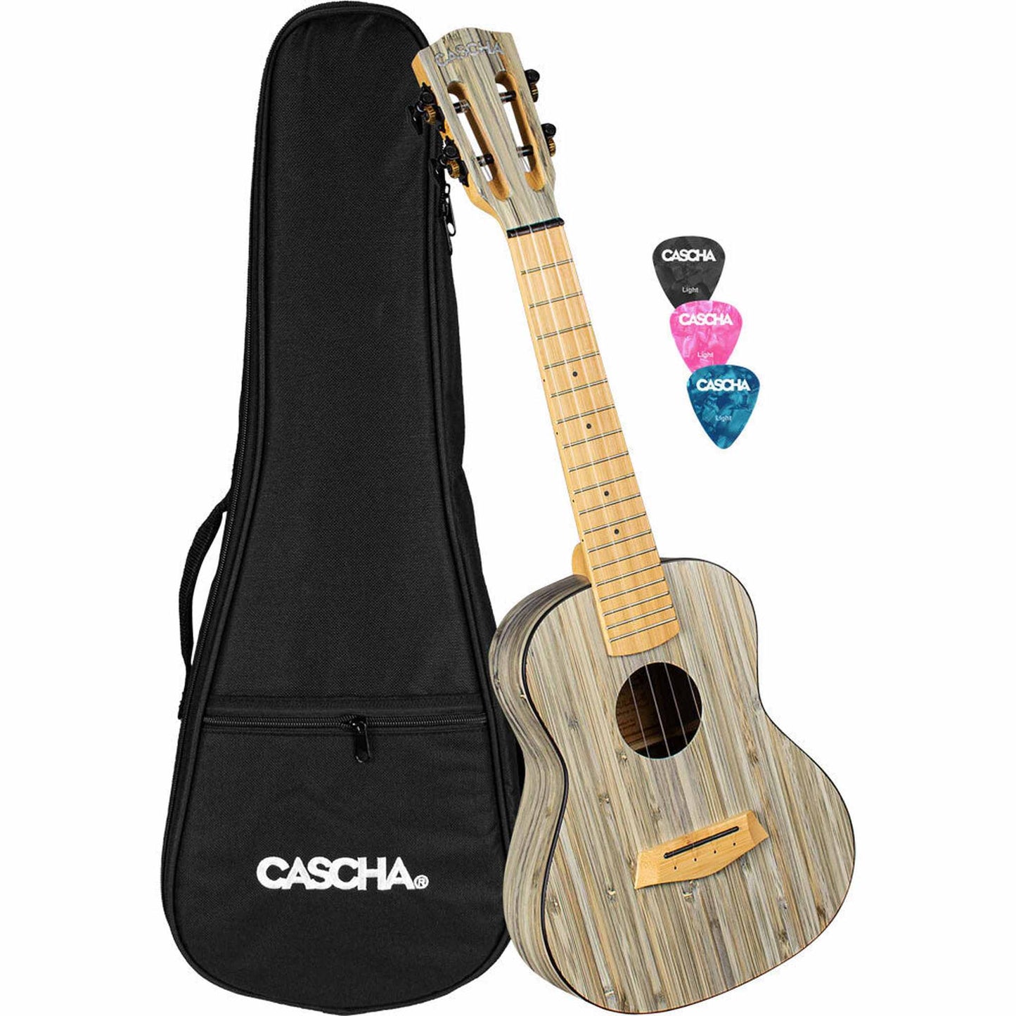 Cascha Bamboo Series Concert Ukulele - Graphite Finish