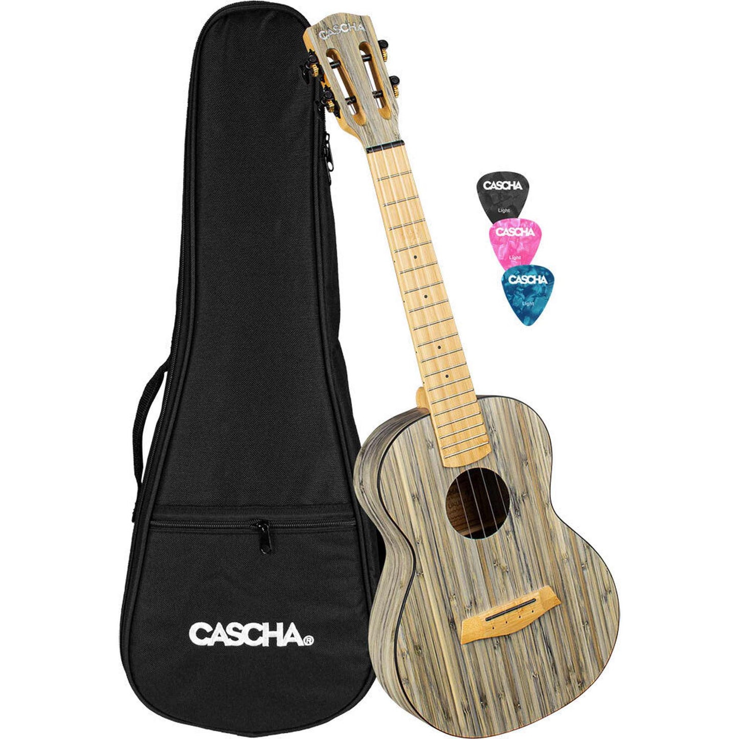 Cascha Bamboo Series Tenor Ukulele - Graphite Finish