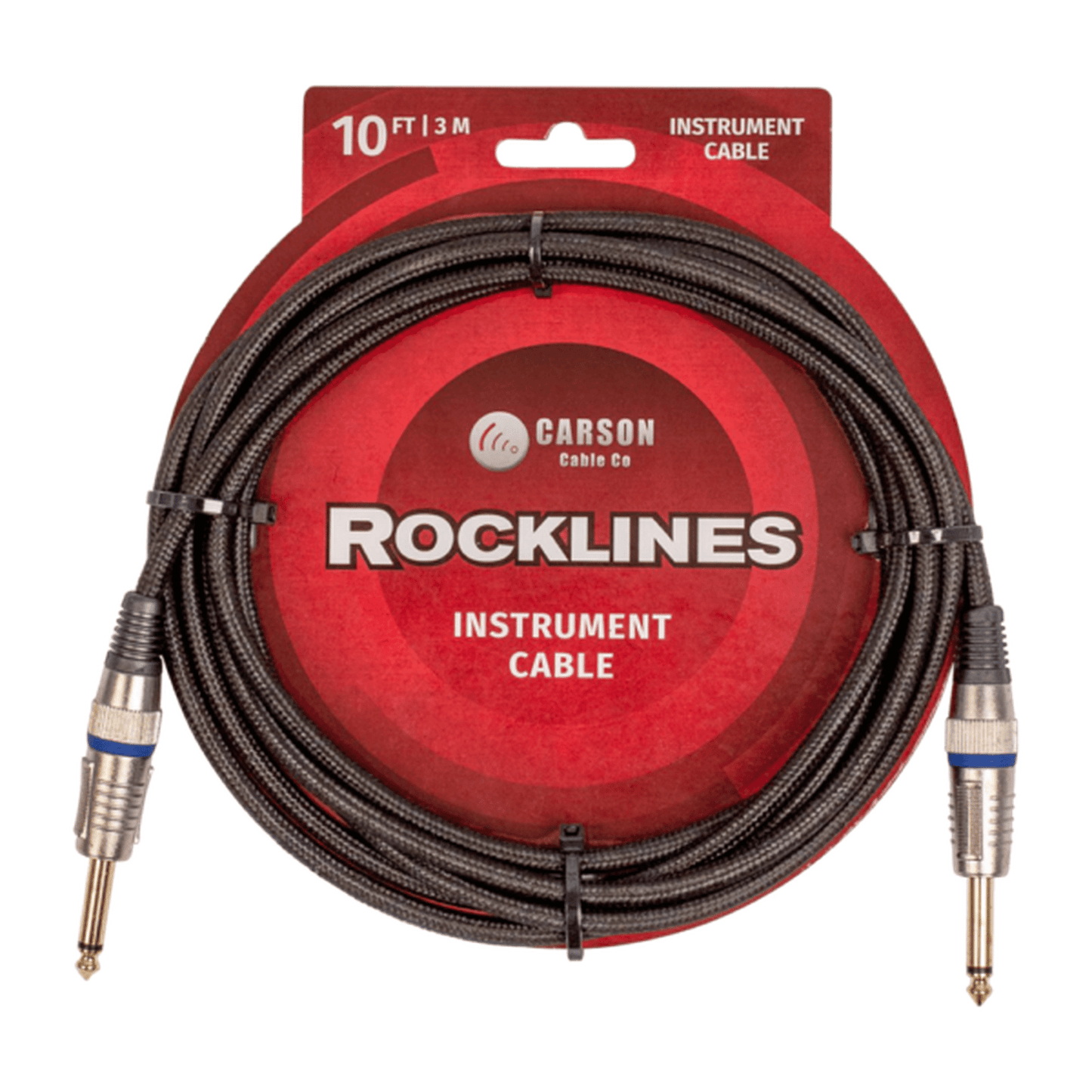 Carson Rocklines ROK10BK Braided 10ft Guitar Cable - Black