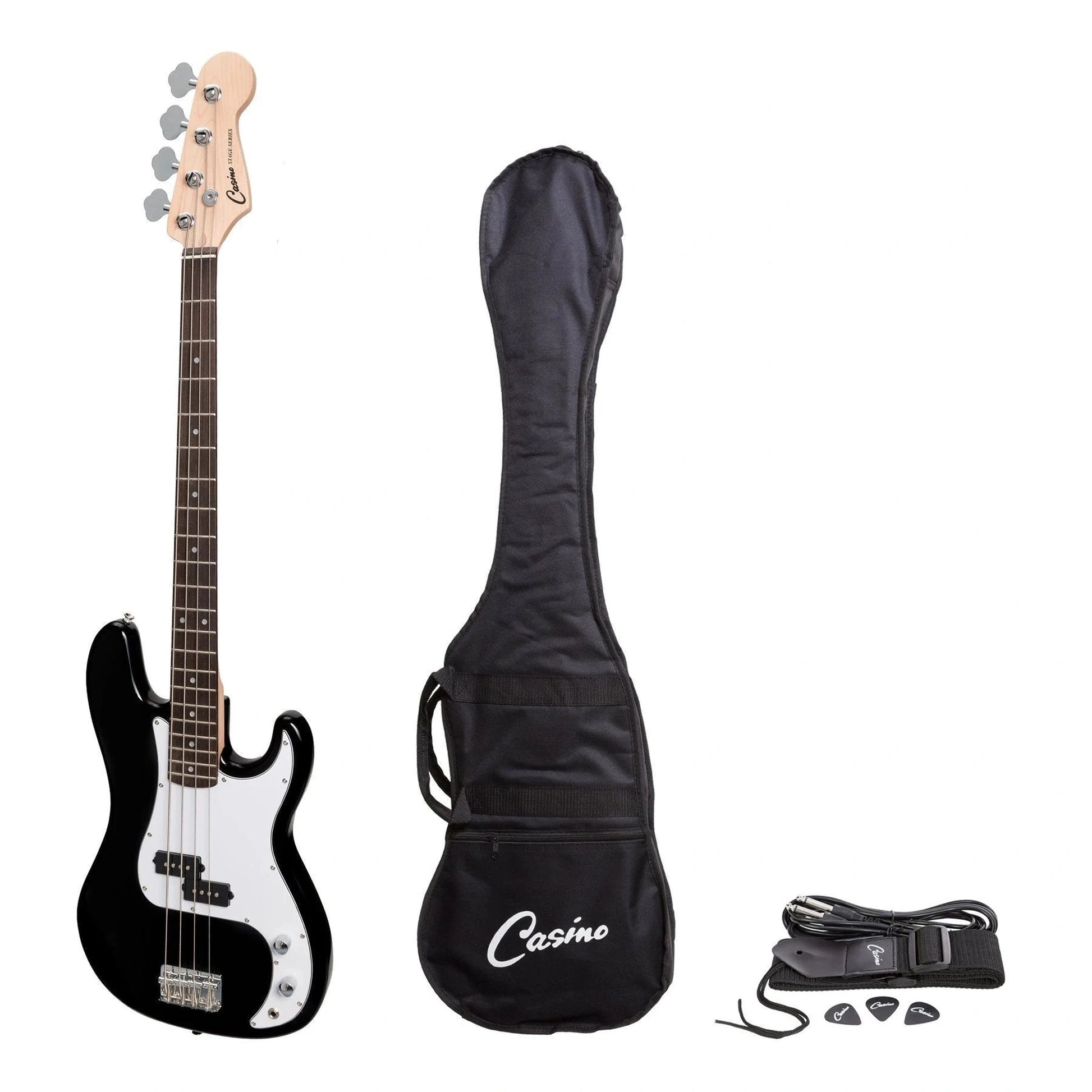 Casino P-Style Electric Bass Guitar - Black - BASS GUITAR - [shop-name]