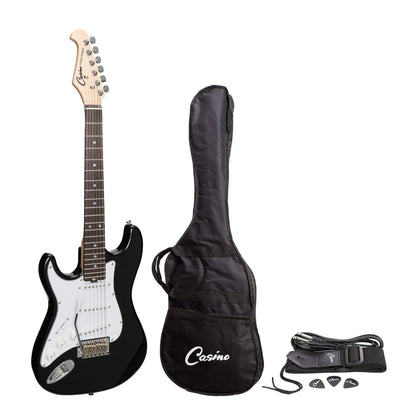 Casino ST-Style Left Handed Short Scale Electric Guitar Set - Black