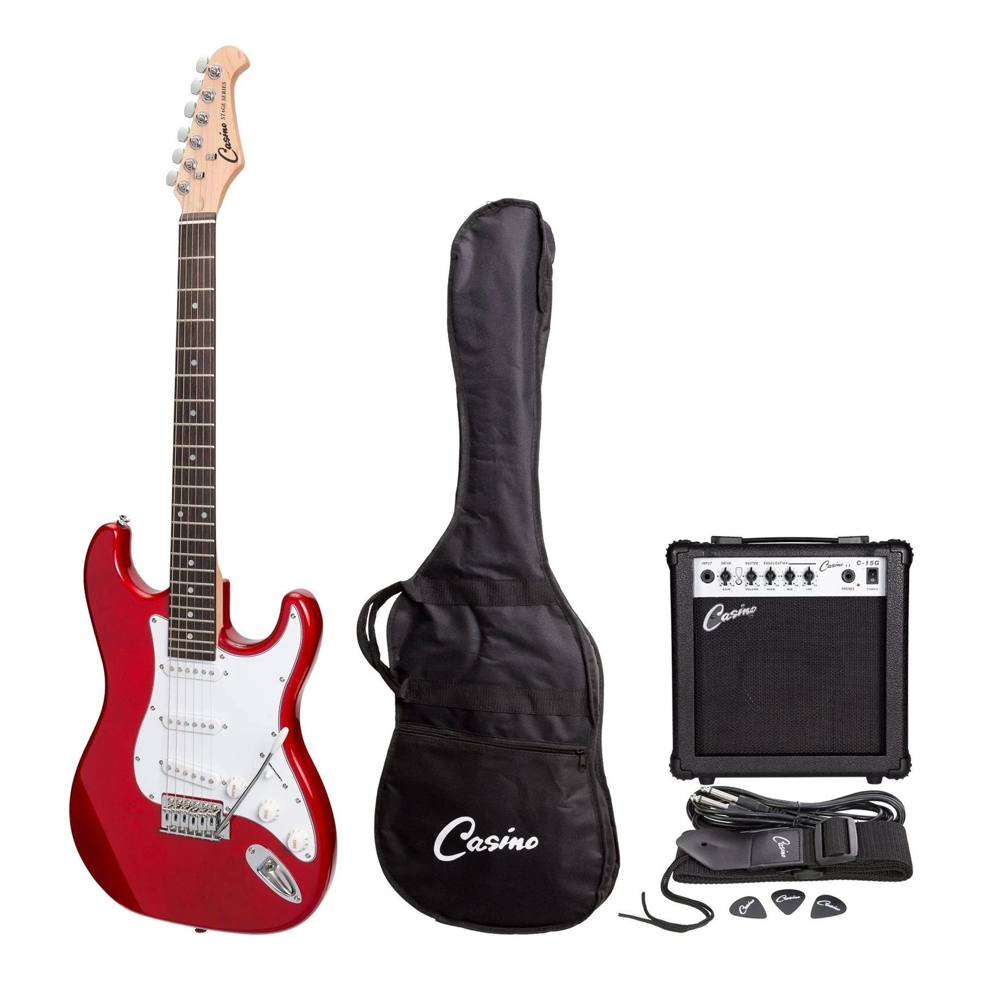 Casino ST-Style Electric Guitar Pack - Transparent Wine Red from Joondalup Music Centre