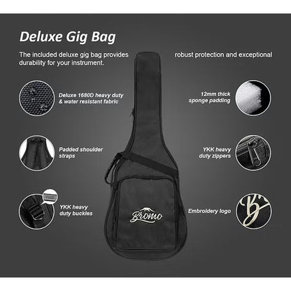 Bromo Rocky Mountain Parlour Acoustic Guitar - Spruce Top gig bag