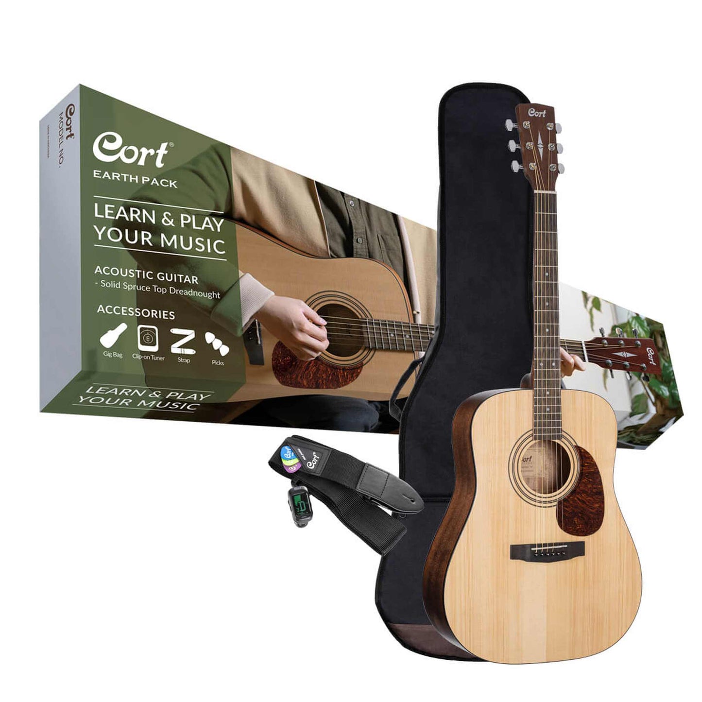 Cort Earth Acoustic Guitar Pack - Open Pore Natural from Joondalup Music Centre