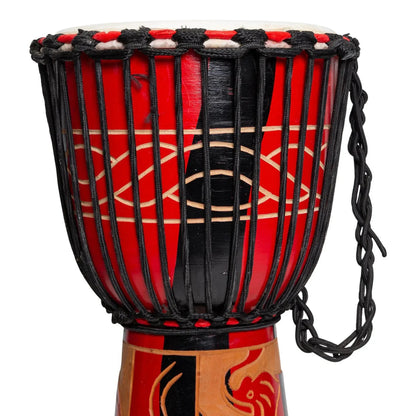 Drumfire 'Majestic Series' 10" Natural Hide Traditional Rope Djembe - Red - PERCUSSION - [shop-name]