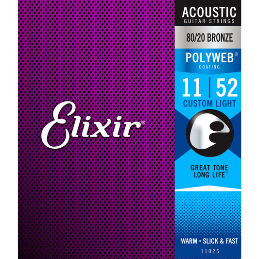 Elixir Polyweb 80/20 Custom Light Acoustic Guitar Strings 11-52 - Joondalup Music Centre