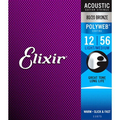 Elixir Polyweb 80/20 Light-Med Acoustic Guitar Strings 12-56 - Joondalup Music Centre