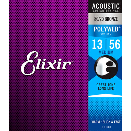 Elixir Polyweb 80/20 Medium Acoustic Guitar Strings 13-56 - Joondalup Music Centre