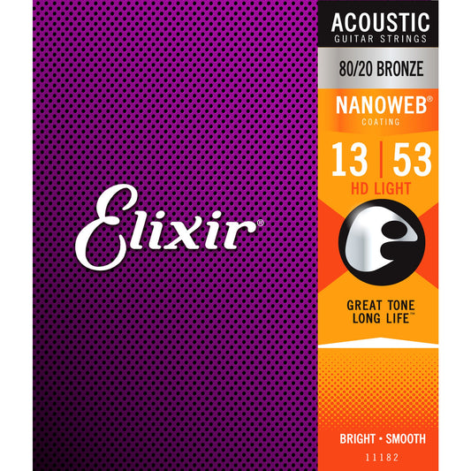 Elixir Nanoweb 80/20 HD Lite Acoustic Guitar Strings 13 - 53 Strings - Joondalup Music Centre
