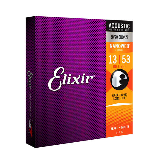 Elixir Nanoweb 80/20 HD Lite Acoustic Guitar Strings 13 - 53 Strings - Joondalup Music Centre