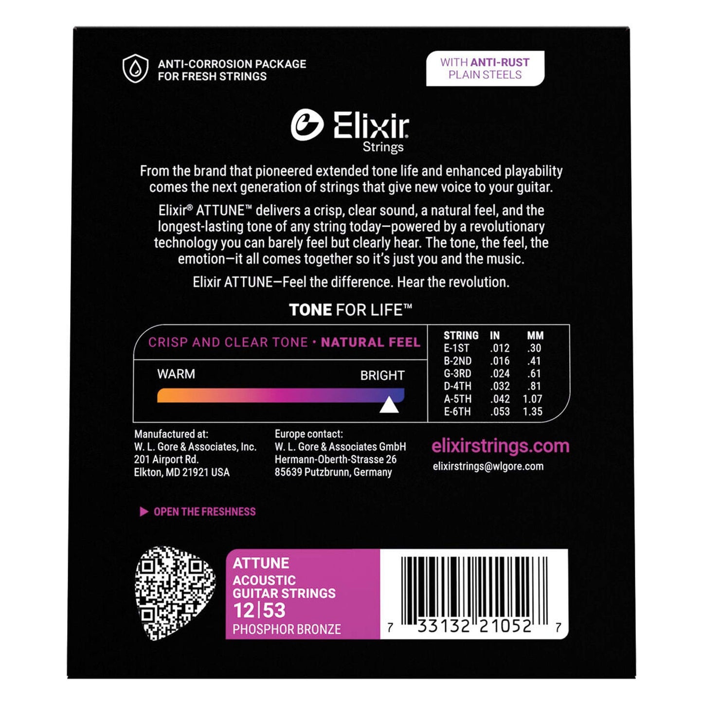 Elixir Attune Phosphor Bronze Light - 12-53