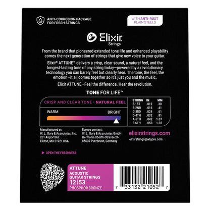 Elixir Attune Phosphor Bronze Light - 12-53
