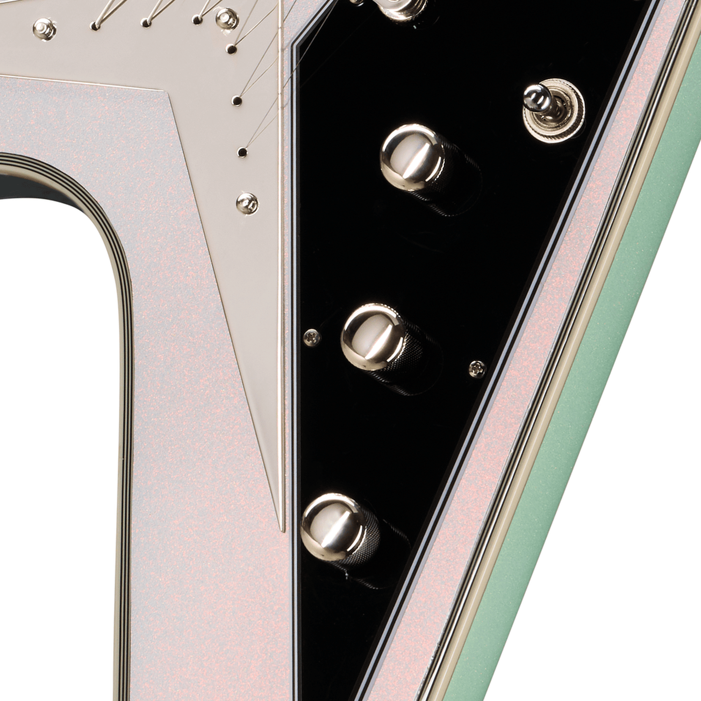 Epiphone Futura Flying V Custom Electric Guitar - Quicksilver Shift controls knobs