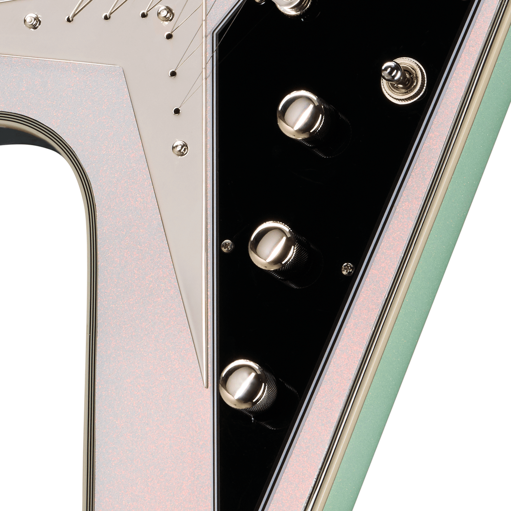 Epiphone Futura Flying V Custom Electric Guitar - Quicksilver Shift controls knobs