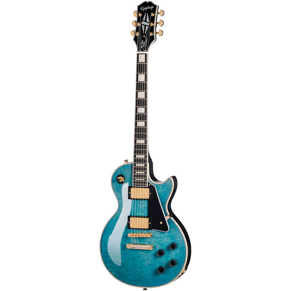 Epiphone Les Paul Custom Quilt Electric Guitar - Ocean Blue Burst