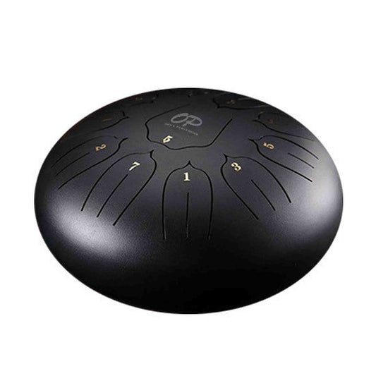 Opus Percussion 10" Metal 11-Note Lotus Carves Style Tongue Drum i- Black