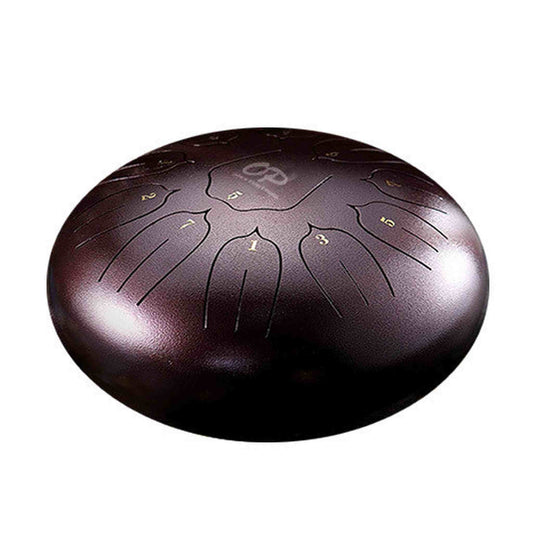 Opus Percussion 10" Metal 11-Note Lotus Carves Style Tongue Drum i- Black