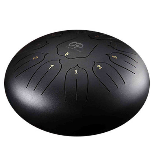 Opus Percussion 12" Metal 11-Note Lotus Carves Style Tongue Drum - Black