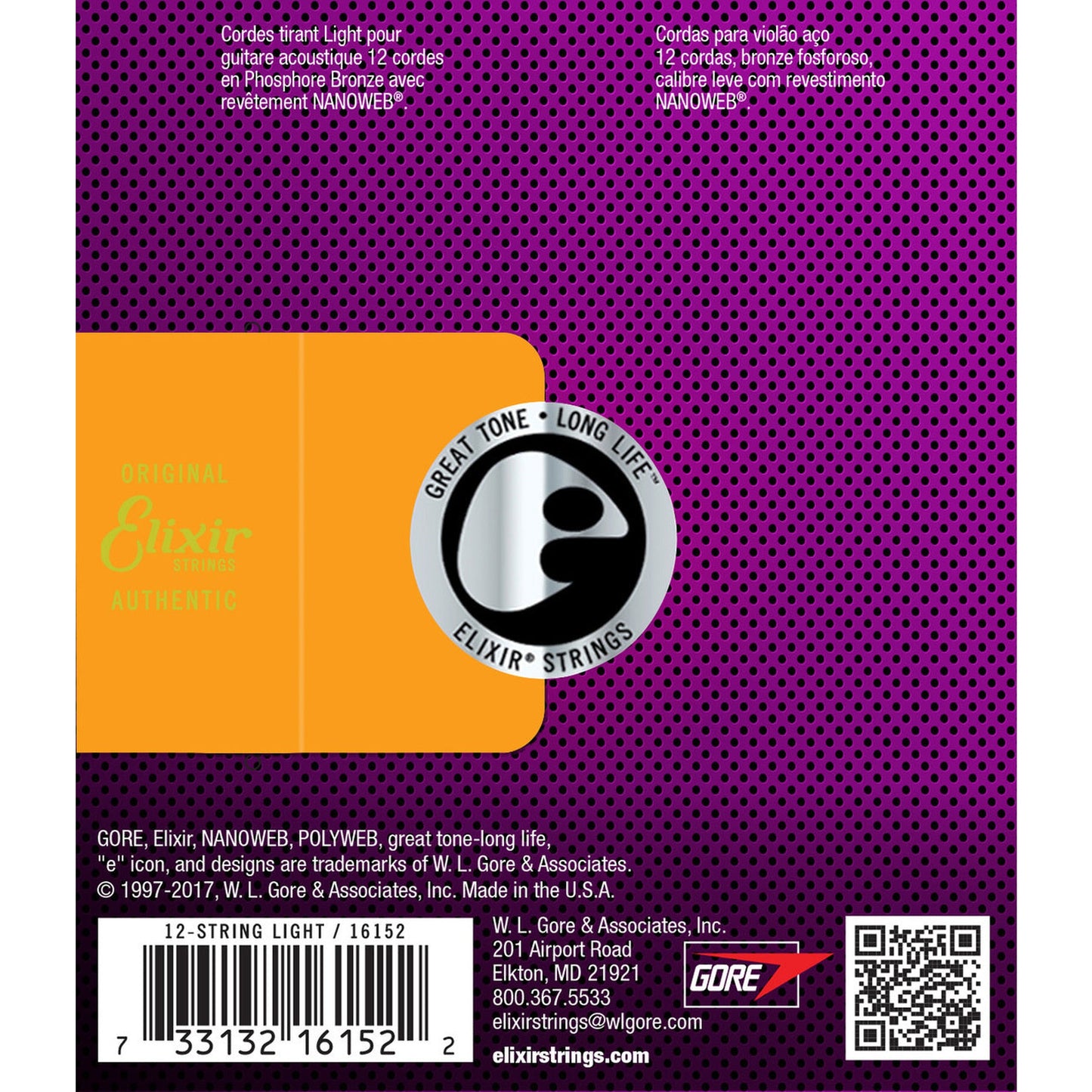 Elixir Nanoweb Phosphor Bronze Light 12-String Acoustic Guitar Strings - 10-47 from Joondalup Music Centre 2
