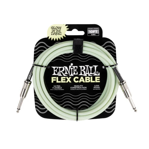 Ernie Ball 10ft Flex Instrument Cable - Glow In The Dark - Joondalup Music Centre