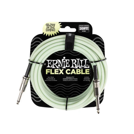 Ernie Ball 20ft Flex Instrument Cable - Glow In The Dark - Joondalup Music Centre