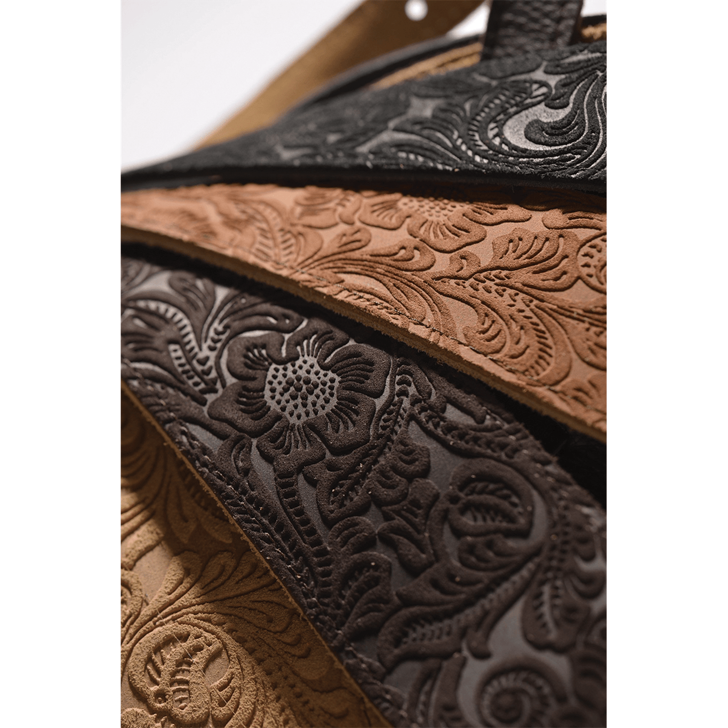 Franklin Embossed 2.5" Black Suede with Pebbled Black Glove Leather End