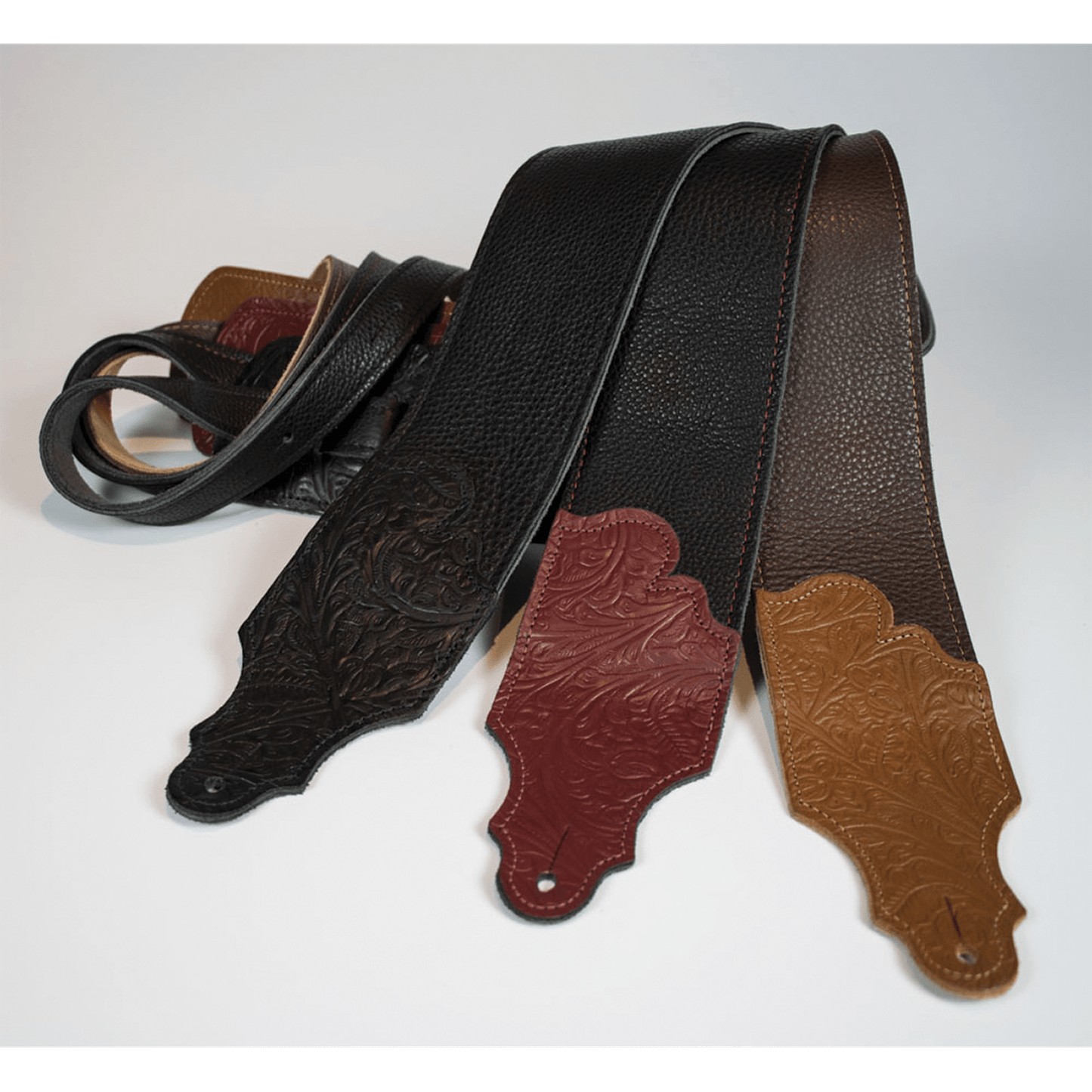 Franklin 3" Chocolate Glove Leather with Tooled Caramel Ends