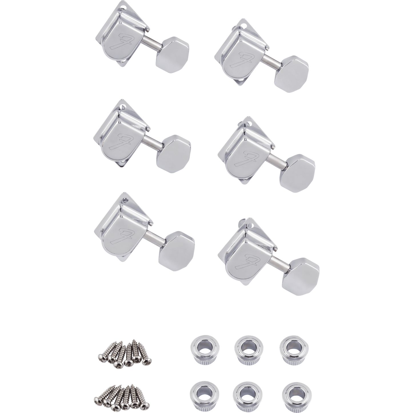Fender 70s "F" Style Stratocaster/Telecaster Tuning Machines Chrome (6) from Joondalup Music Centre