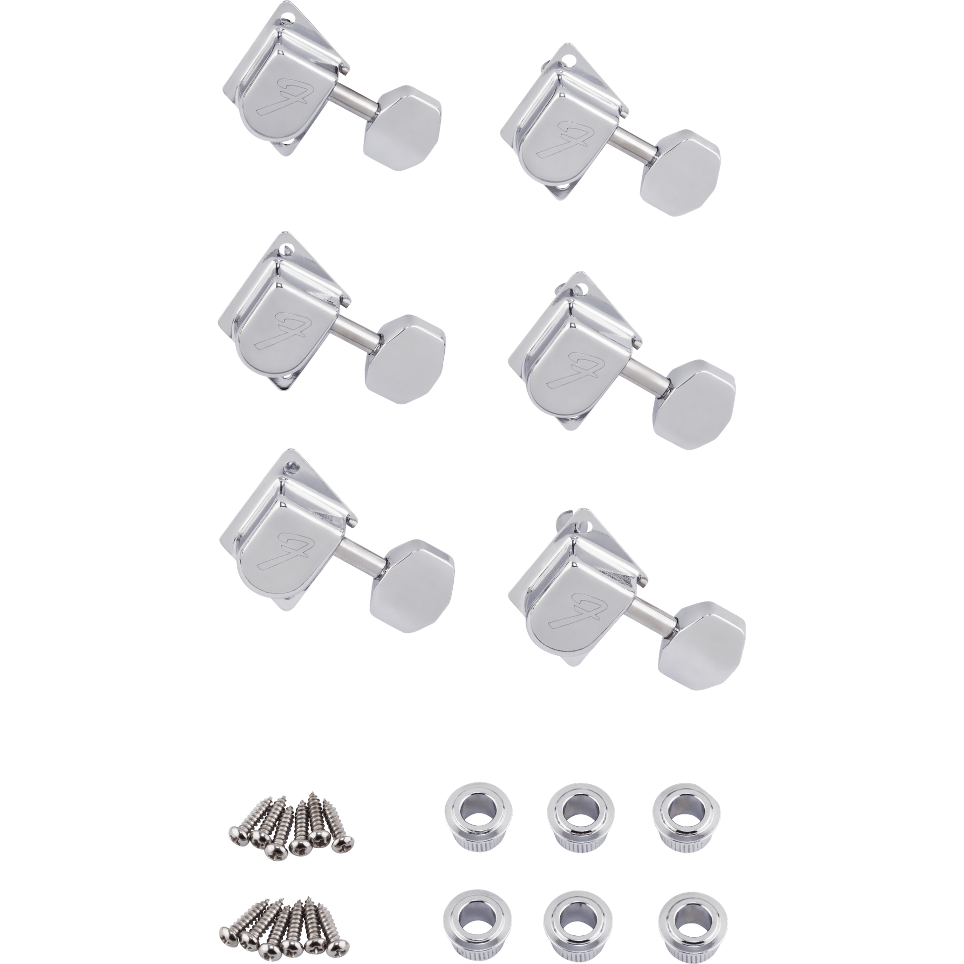 Fender 70s "F" Style Stratocaster/Telecaster Tuning Machines Chrome (6) from Joondalup Music Centre