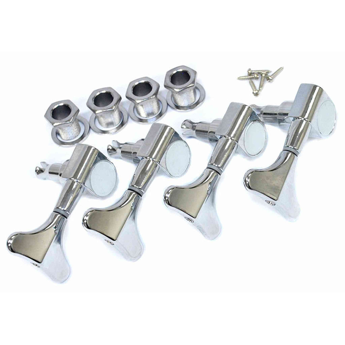 GT Left-Handed Electric Bass Guitar Sealed Tuning Machines in Chrome Finish (4-Inline)