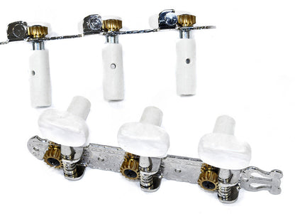 GT Classical Guitar Tuning Machines on Decorative Plate in Nickel Finish (3+3)