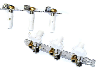 GT Classical Guitar Tuning Machines on Decorative Plate in Nickel Finish (3+3)