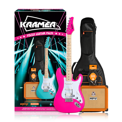 Kramer Focus VT-211S Electric Guitar Pack w/ Orange Crush & Accesories - Hot Pink