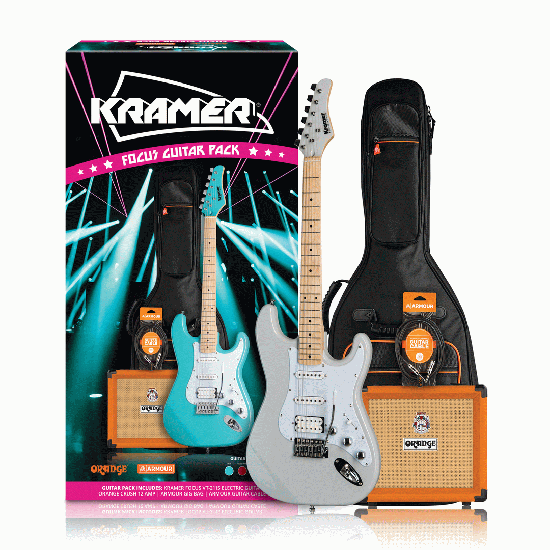 Kramer Focus VT-211S Electric Guitar Pack w/ Orange Crush & Accesories - Pewter Grey