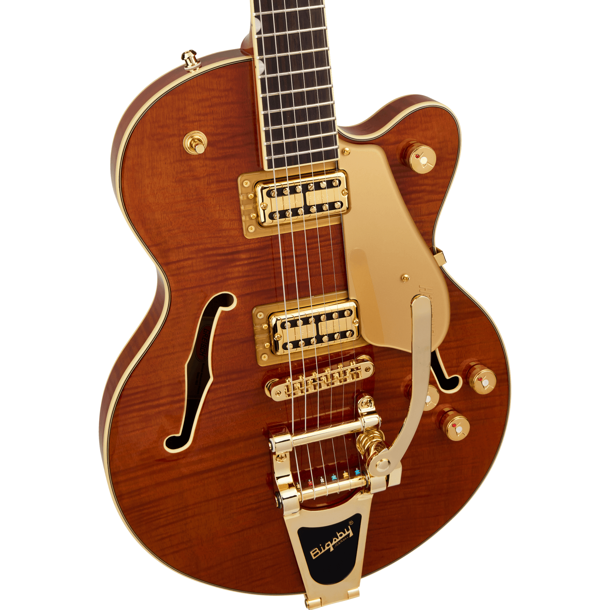 Gretsch Electromatic Limited Edition Flame Okoume Broadkaster Jr Centre Block Single-Cut w/ Bigsby - Roundup Orange from Joondalup Music Centre 3