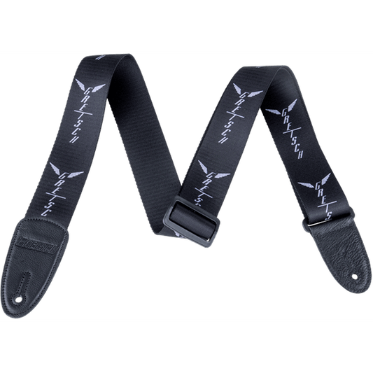 Gretsch Wing Logo Pattern Strap - Black w/Gray Logos from Joondalup Music Centre