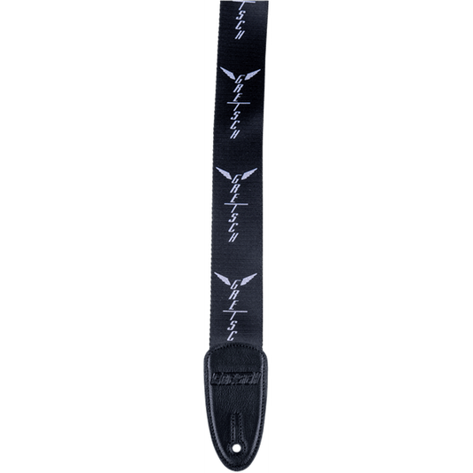 Gretsch Wing Logo Pattern Strap - Black w/Gray Logos from Joondalup Music Centre 3