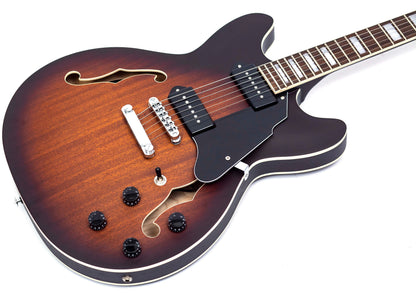 Grote 335-04 P90 Semi-Hollow Body Electric Guitar - Vintage Sunburst